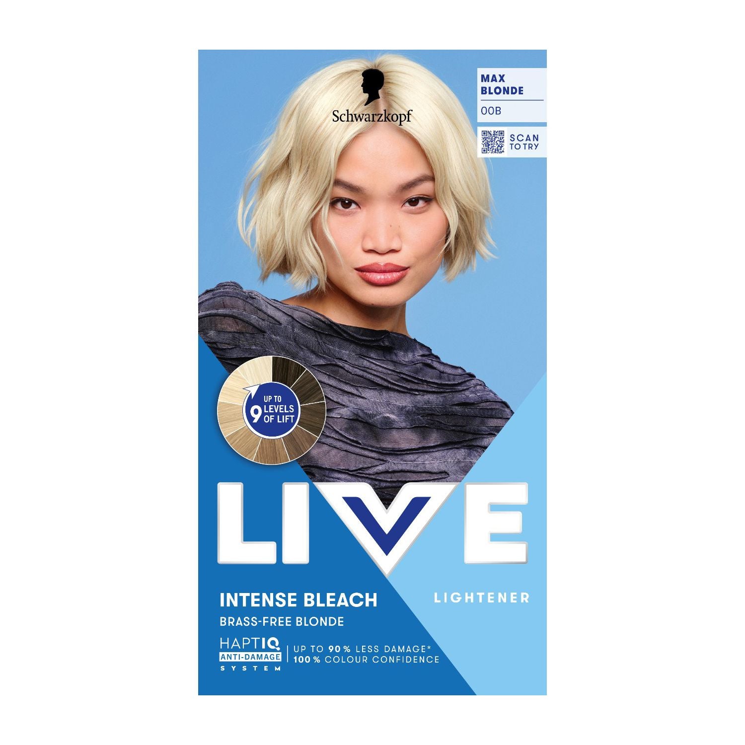 Schwarzkopf LIVE Intense Bleach 00B Max Blonde hair lightener, UK version