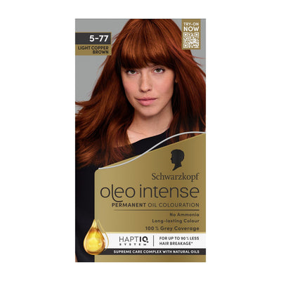 Boots Schwarzkopf Oleo Intense Permanent Oil Colouration 5-77 Light Copper Brown Hair Dye- Buy online at McGrocer