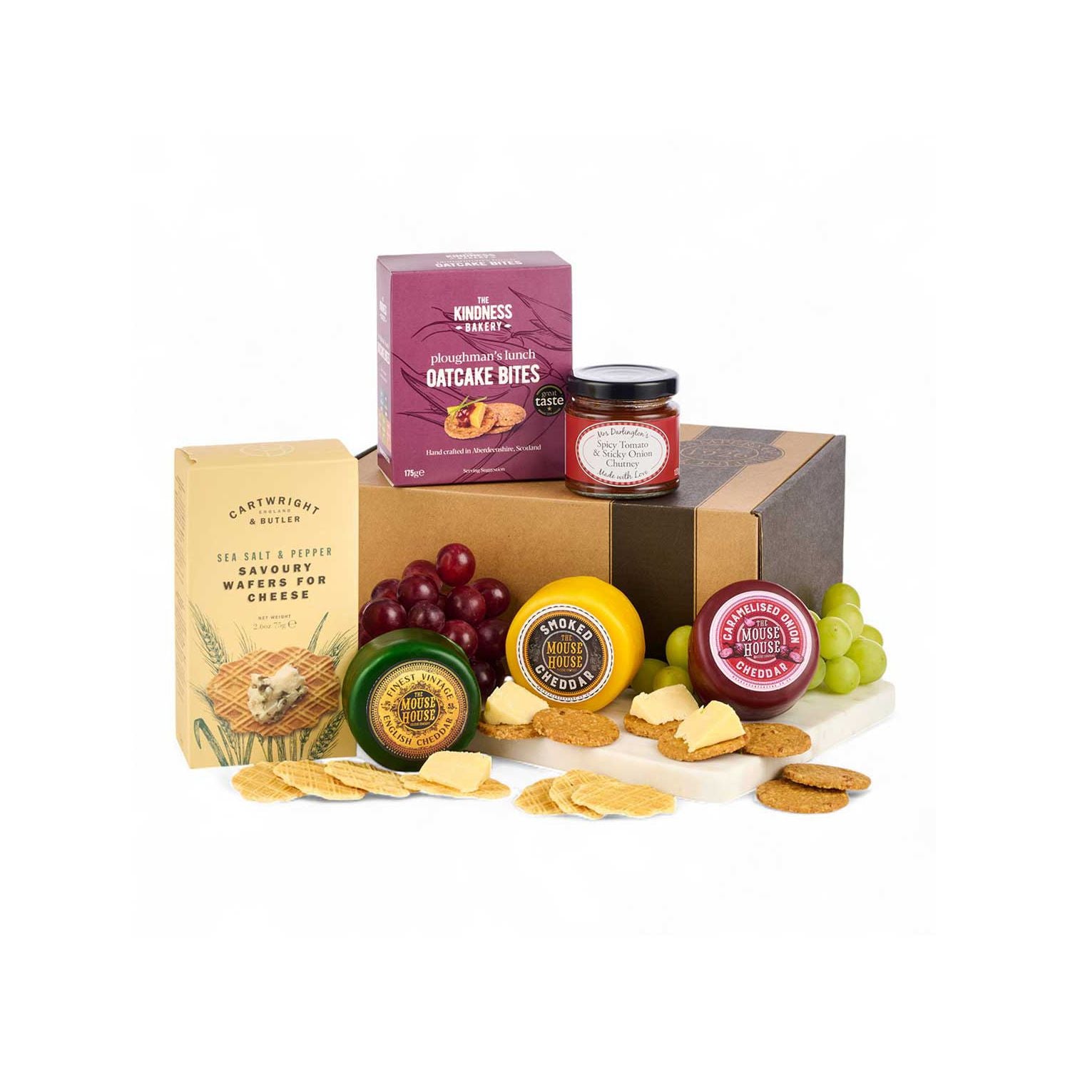 Hampers of Distinction three cheese hamper, imported from the UK