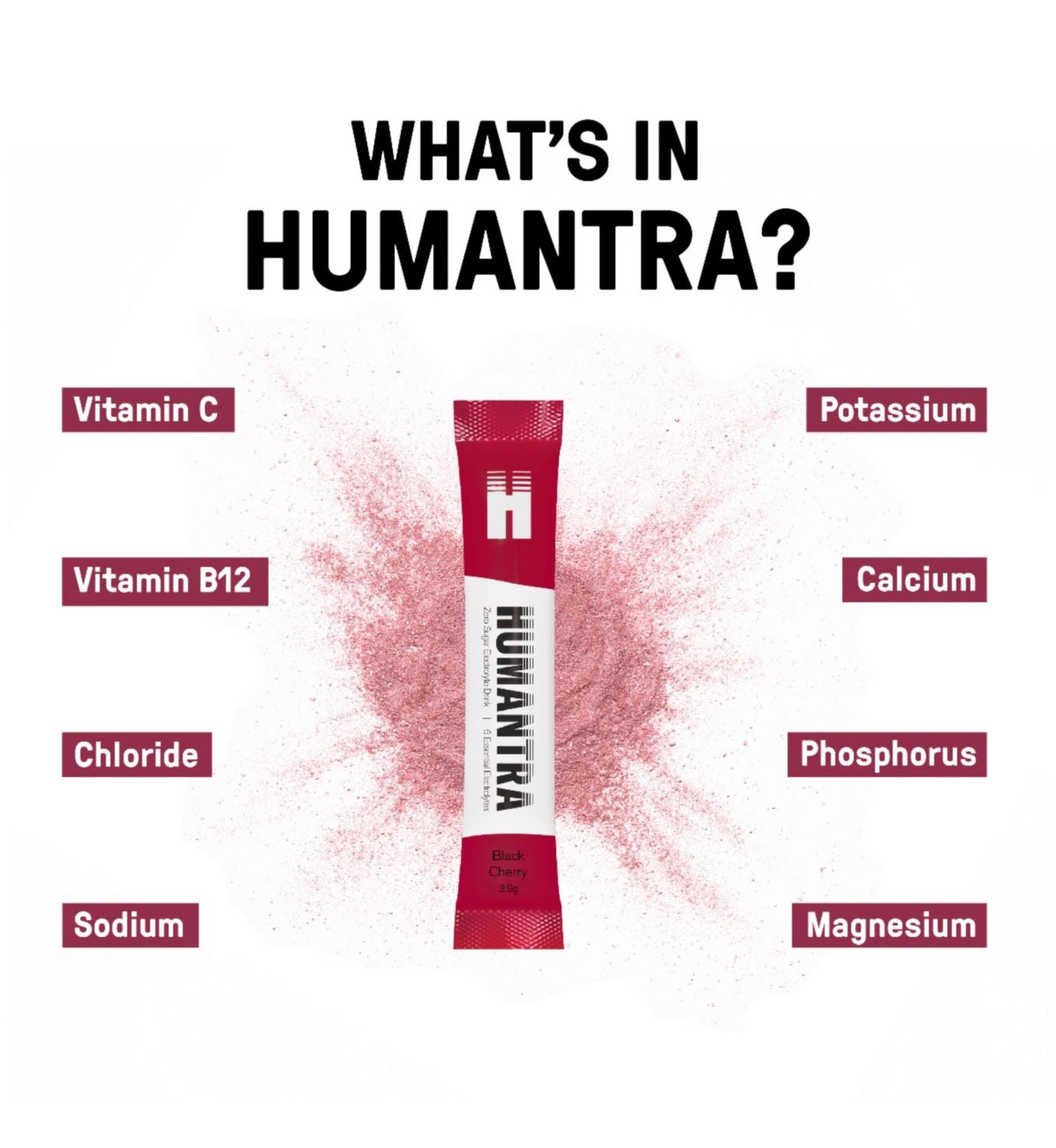 Humantra black cherry electrolyte powder 3 sachet pack - British product