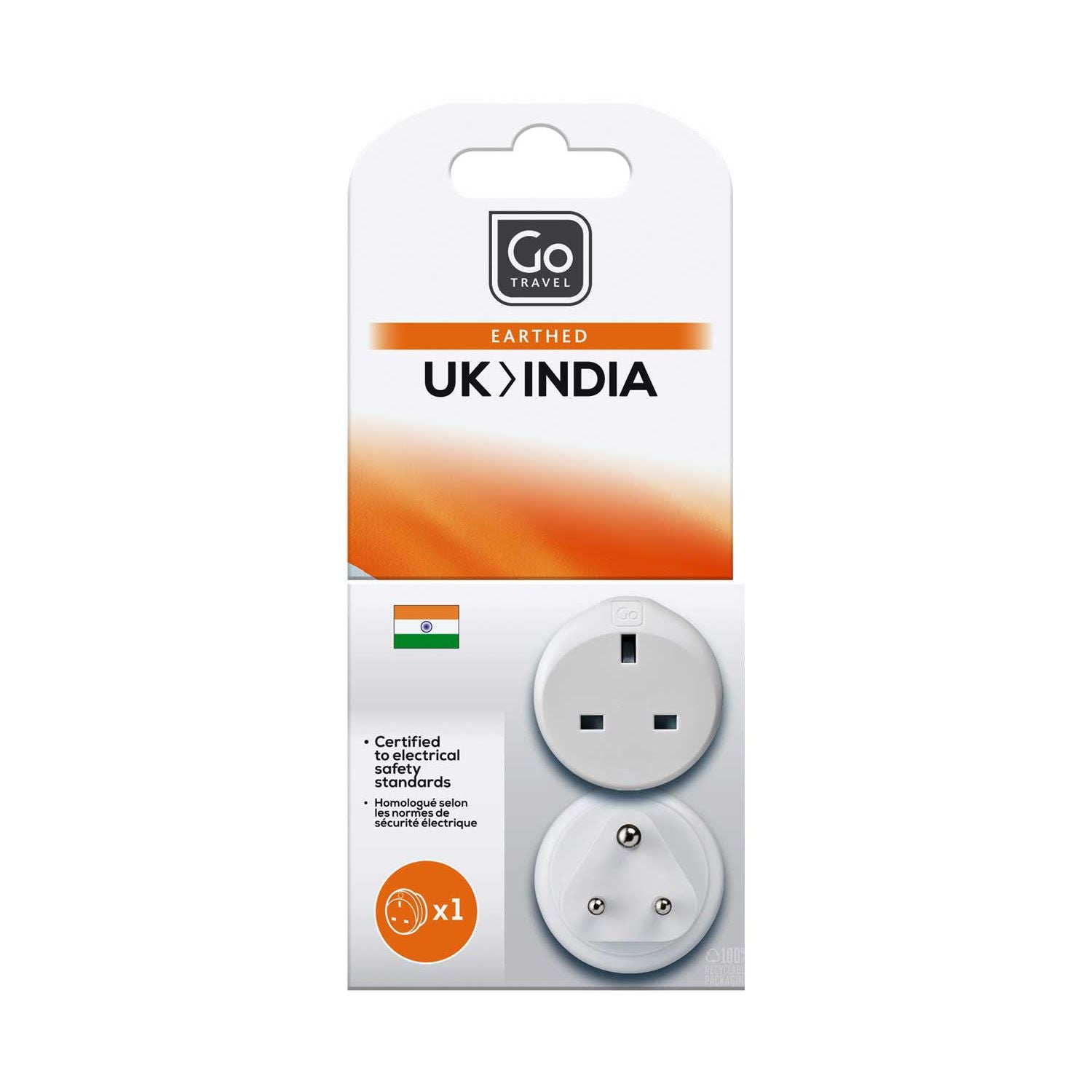 Go Travel UK-India adaptor - British product