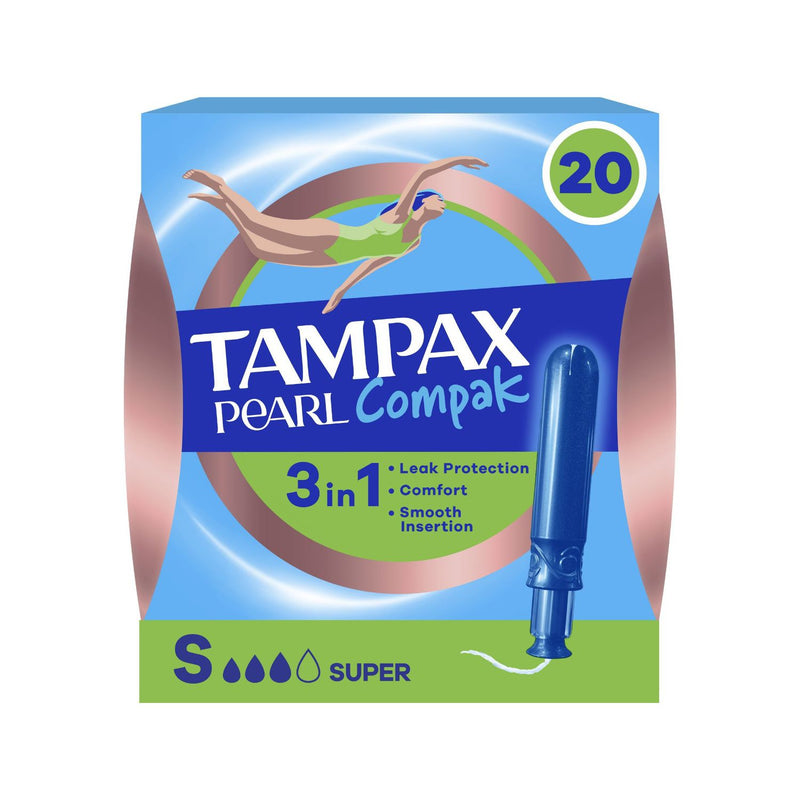 Tampax Pearl Compak Super tampons 20 pack - British product
