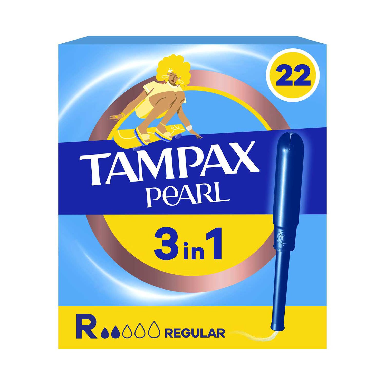 Tampax Pearl Regular tampons with applicator 22 count - British product