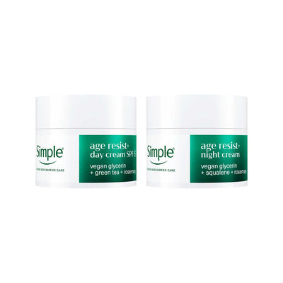 Boots Simple Age Resist+ Day and Night Moisturiser Bundle 2 x 50ml- Buy online at McGrocer