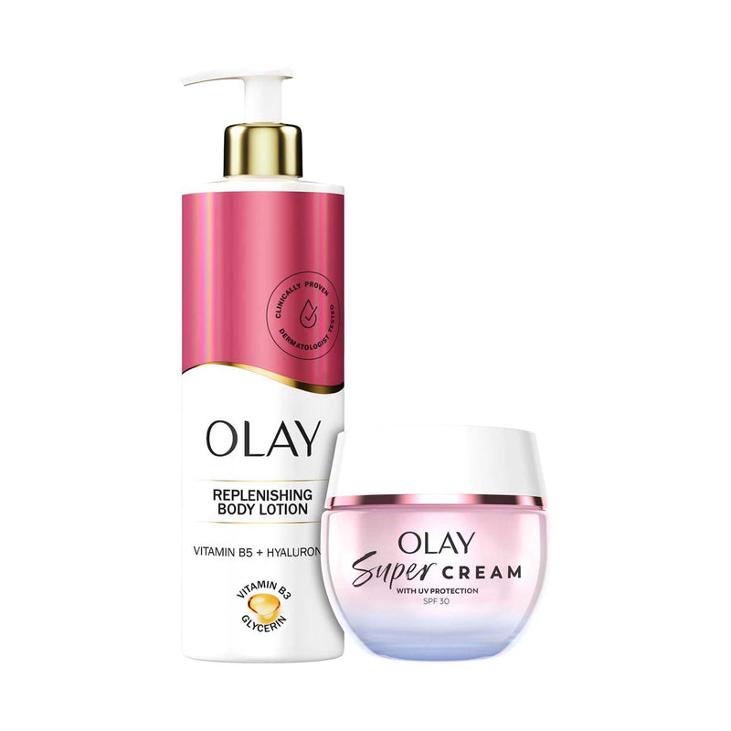 Olay Bundle Hyaluronic Body Lotion 500ml and Super Cream 50ml, UK version