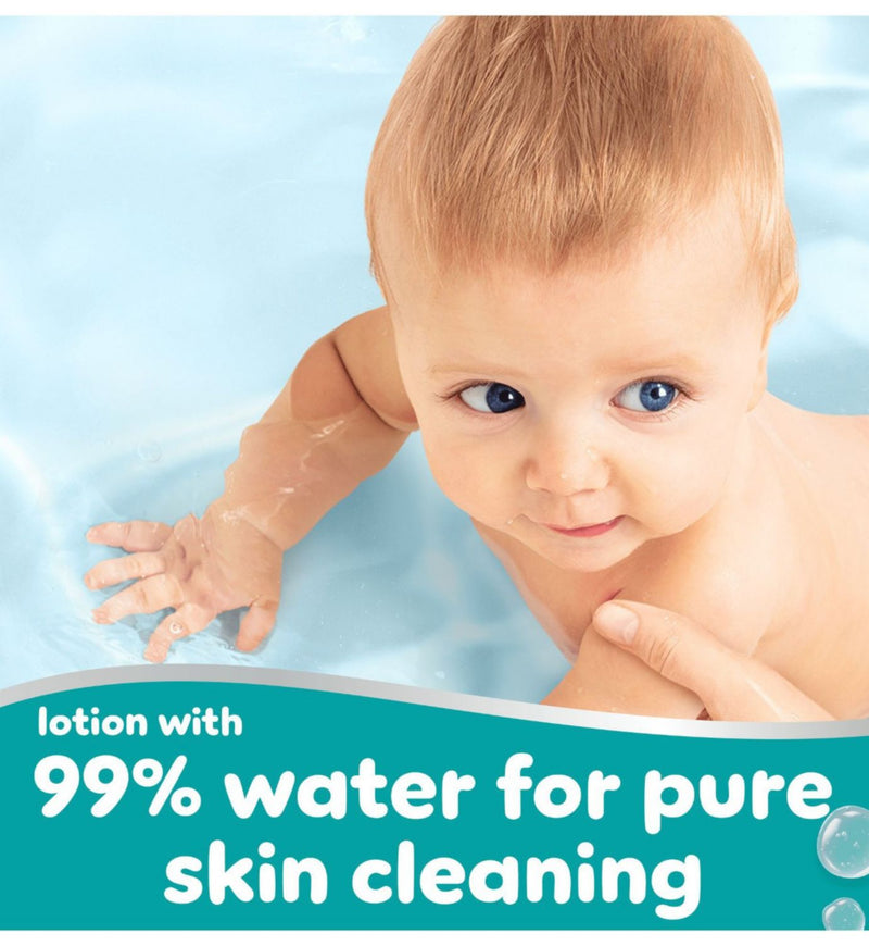 Pampers baby wipes 99% water plastic free 60 count, UK version