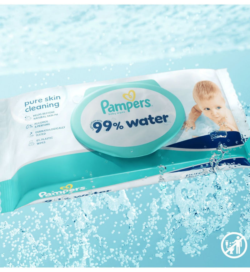 Pampers baby wipes 99% water plastic free 240 count - British product