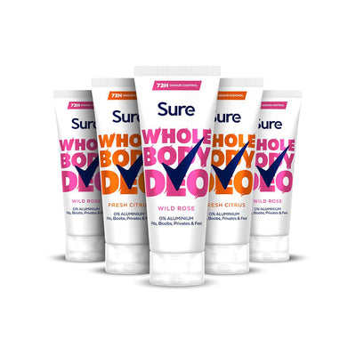 Boots Sure For Women Whole Body Deodorant Cream Bundle Wild Rose & Fresh Citrus 5 x 75ml- Buy online at McGrocer