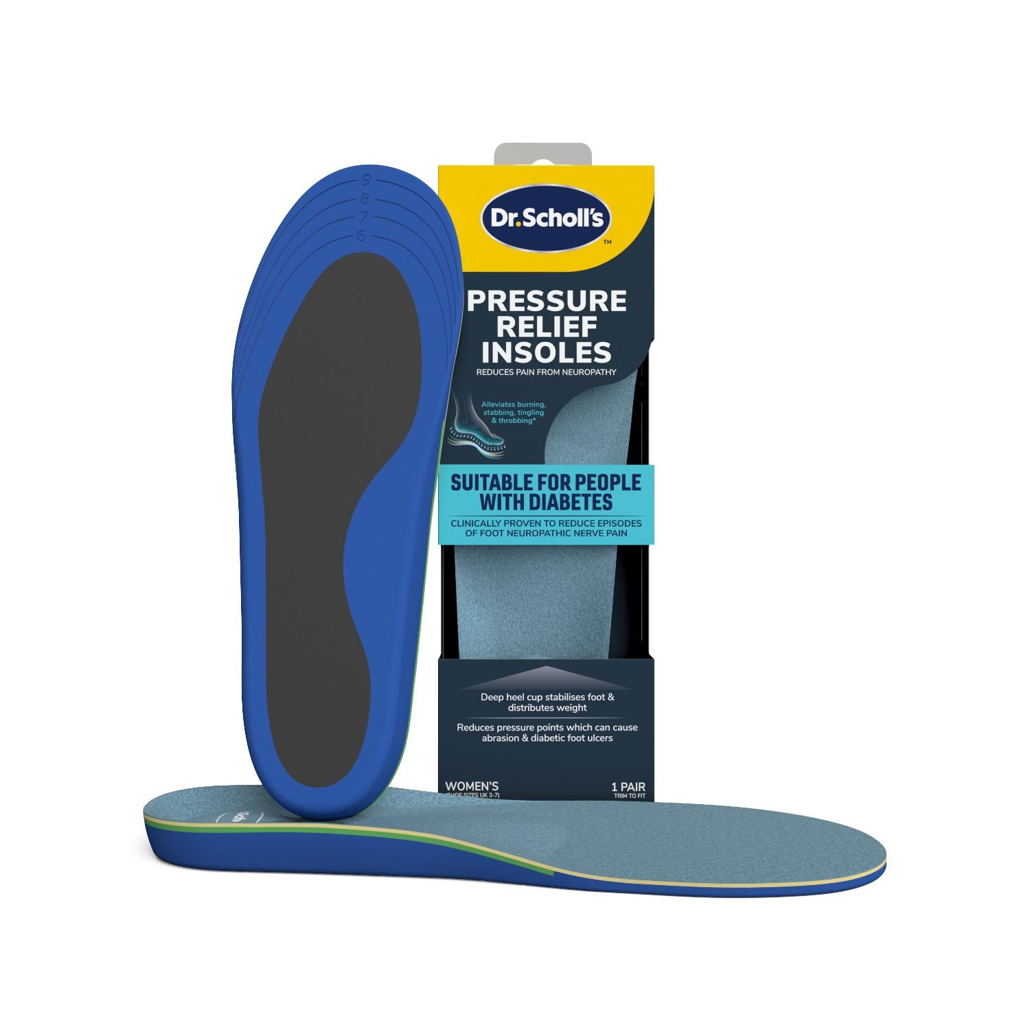 Dr. Scholl's pressure relief insoles for women, imported from the UK