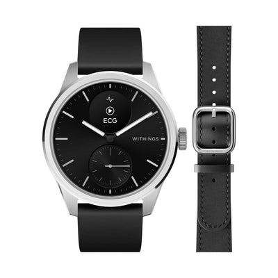 Boots Withings Scanwatch 2 42mm Black Leather Wristband Hybrid Smartwatch- Buy online at McGrocer