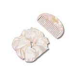 Silkie styling duo acetate comb and deluxe scrunchie moonstone, UK version