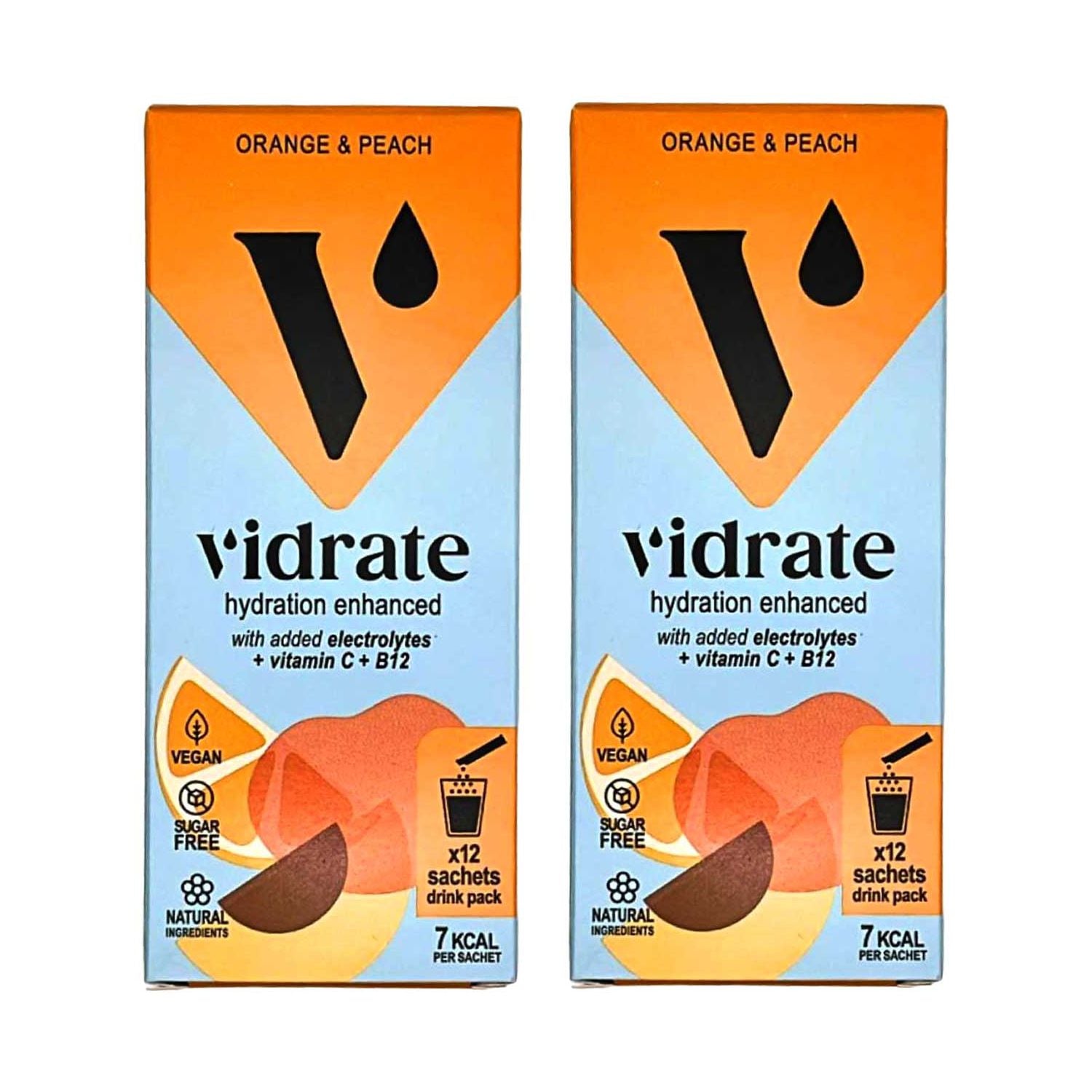 ViDrate Orange & Peach hydration sachets 24 sachets (British brand)