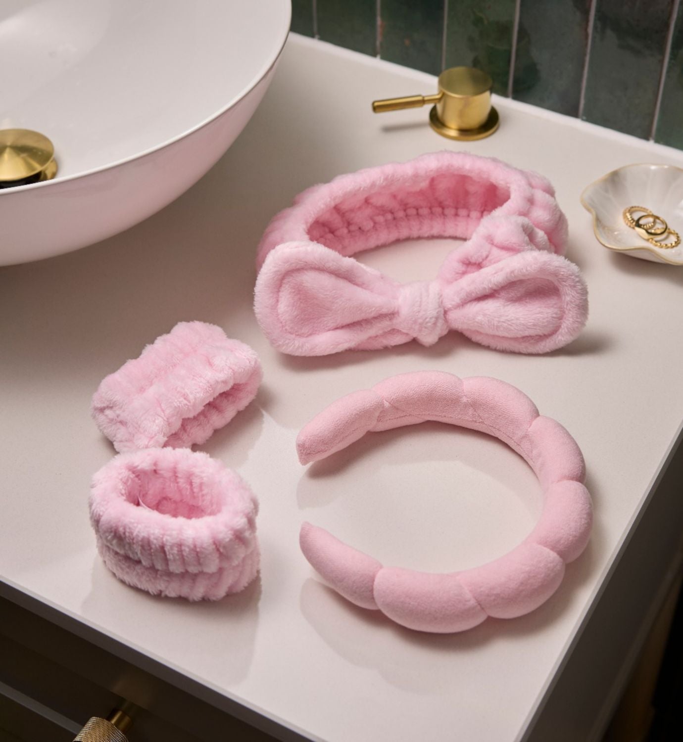 Boots Spa Wristbands pink absorbent face washing bands (British brand)