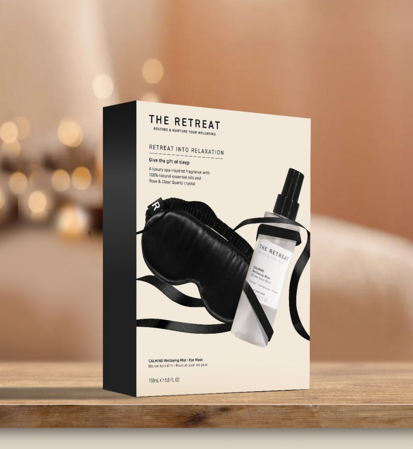 The Retreat relaxation gift set with mist and mask (British brand)