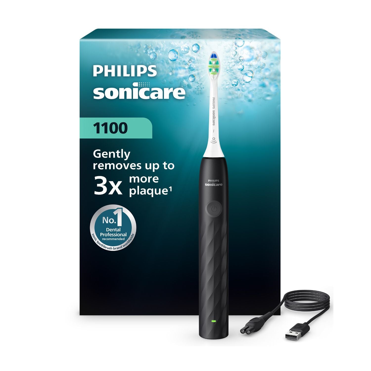 Philips Sonicare 1100 electric toothbrush black, imported from the UK