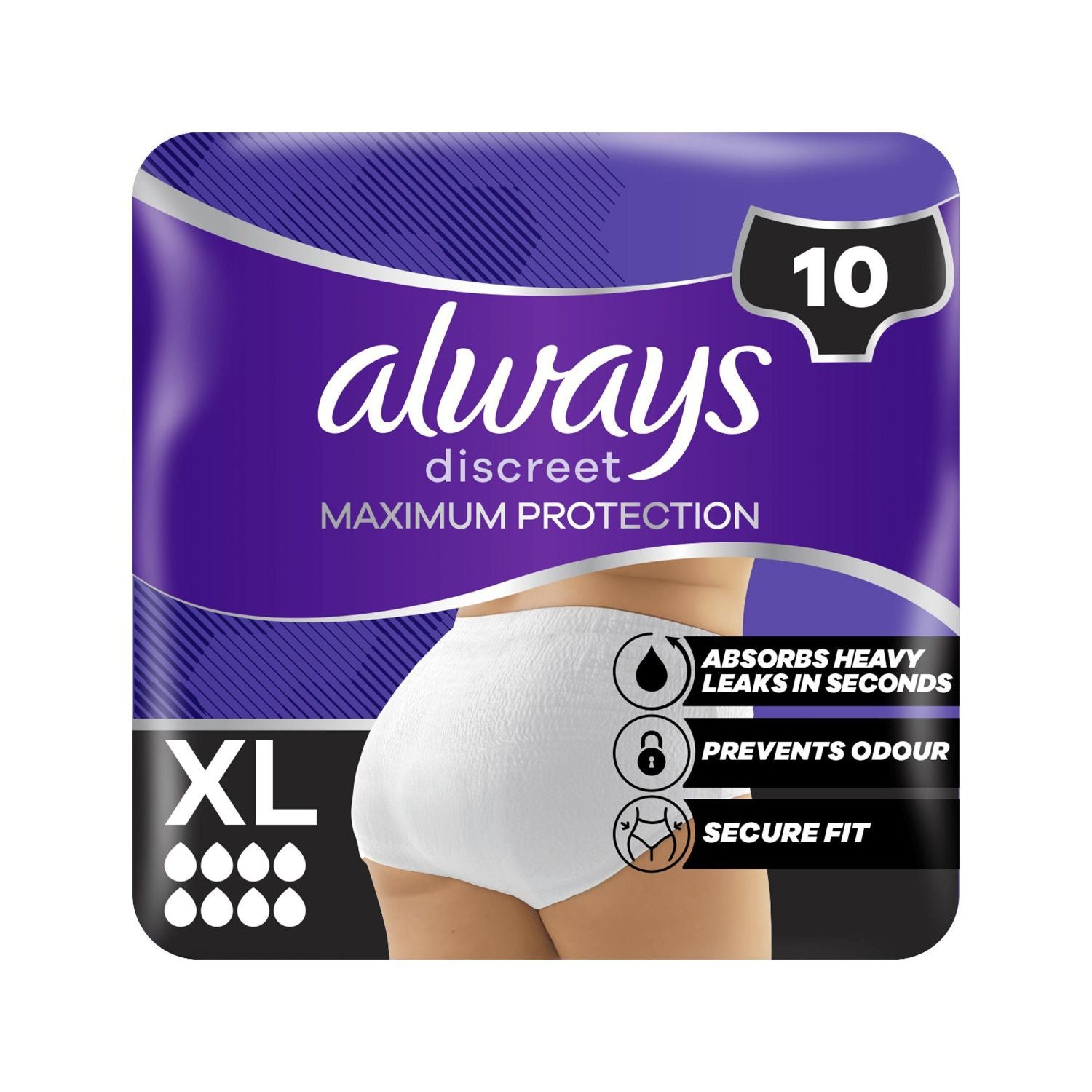 Always Discreet incontinence pants Maximum Protection XL x10 - British product