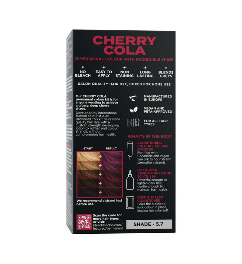 No Bleach London Cherry Cola permanent hair dye kit - British product
