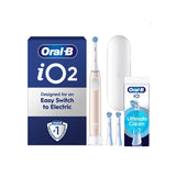 Oral-B iO2 Calm Pink electric toothbrush bundle with case and heads, UK version