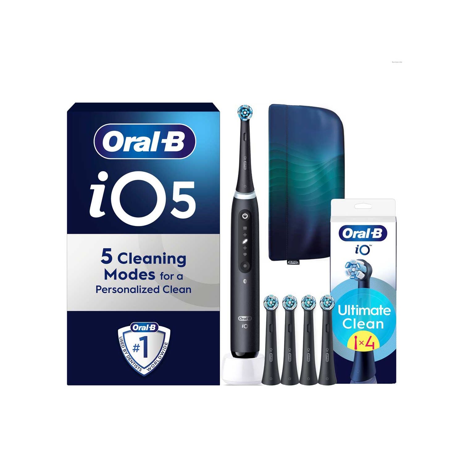 Oral-B iO5 electric toothbrush bundle with travel pouch and heads - British product
