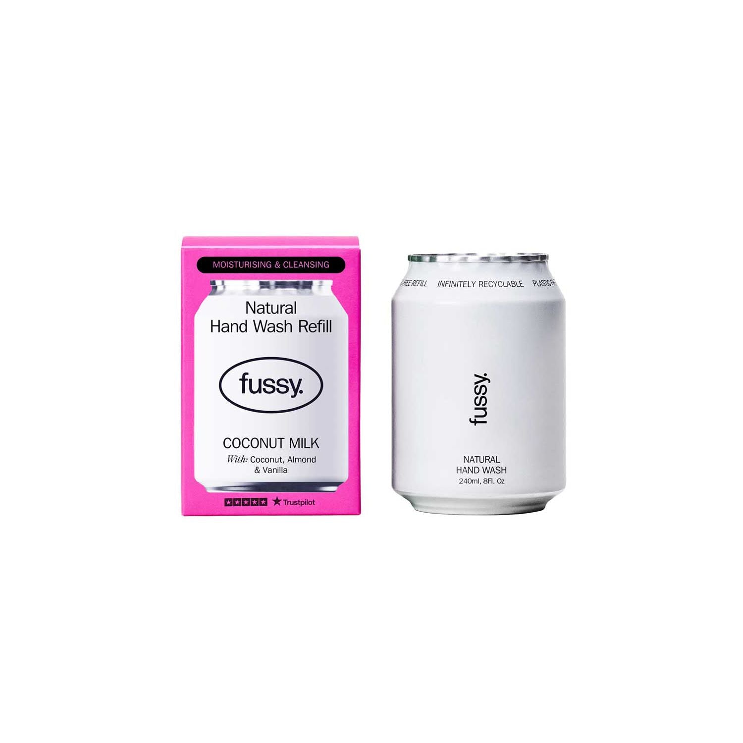 Fussy natural hand wash refill coconut milk 240ml, imported from the UK