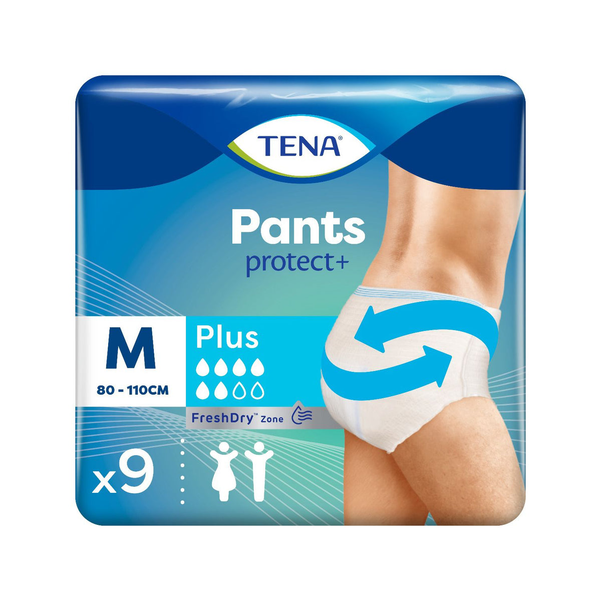 TENA incontinence pants Plus Medium 9pk, imported from the UK