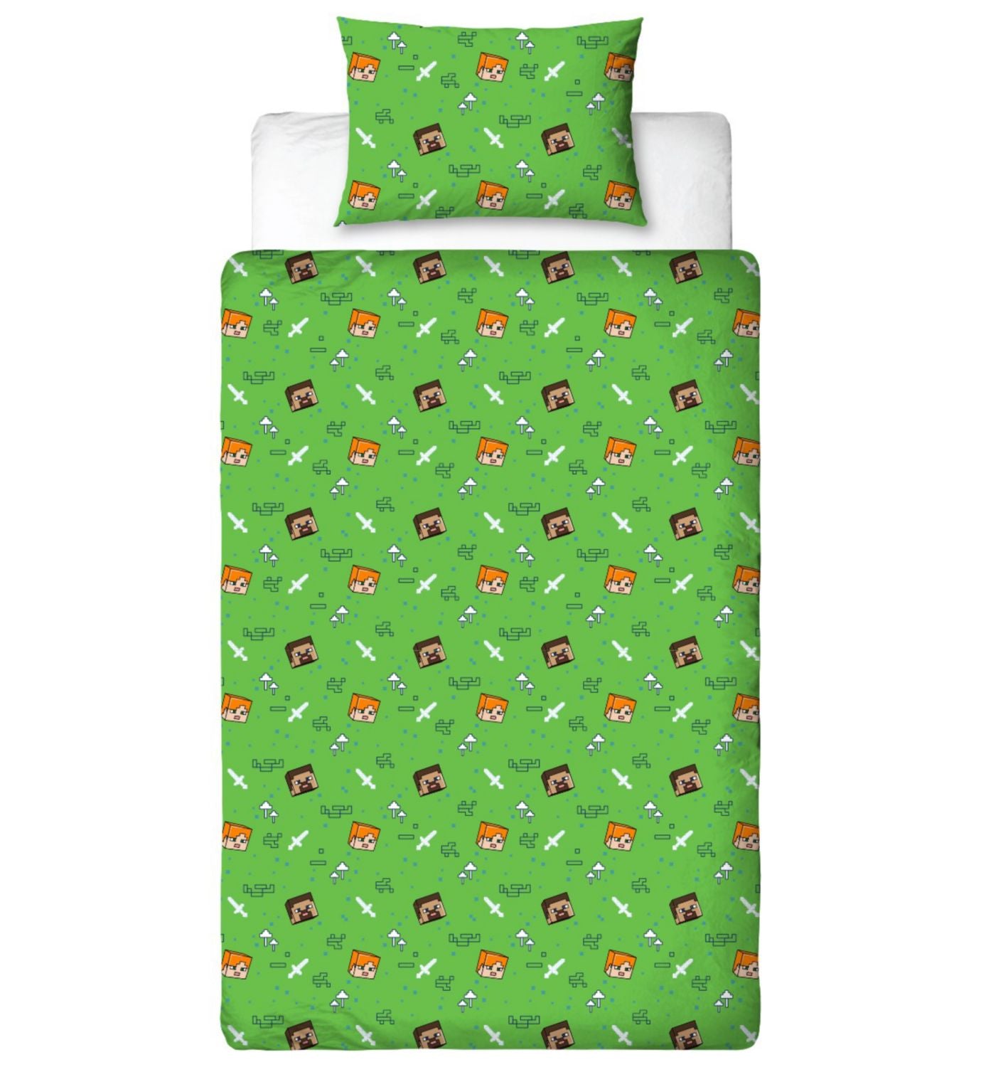 Minecraft single duvet set with Steve and Alex design (British brand)