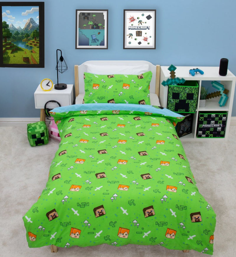 Minecraft single duvet set with Steve and Alex design (British brand)