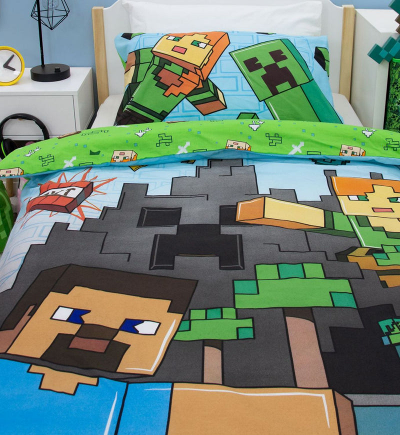 Minecraft single duvet set with Steve and Alex design (British brand)