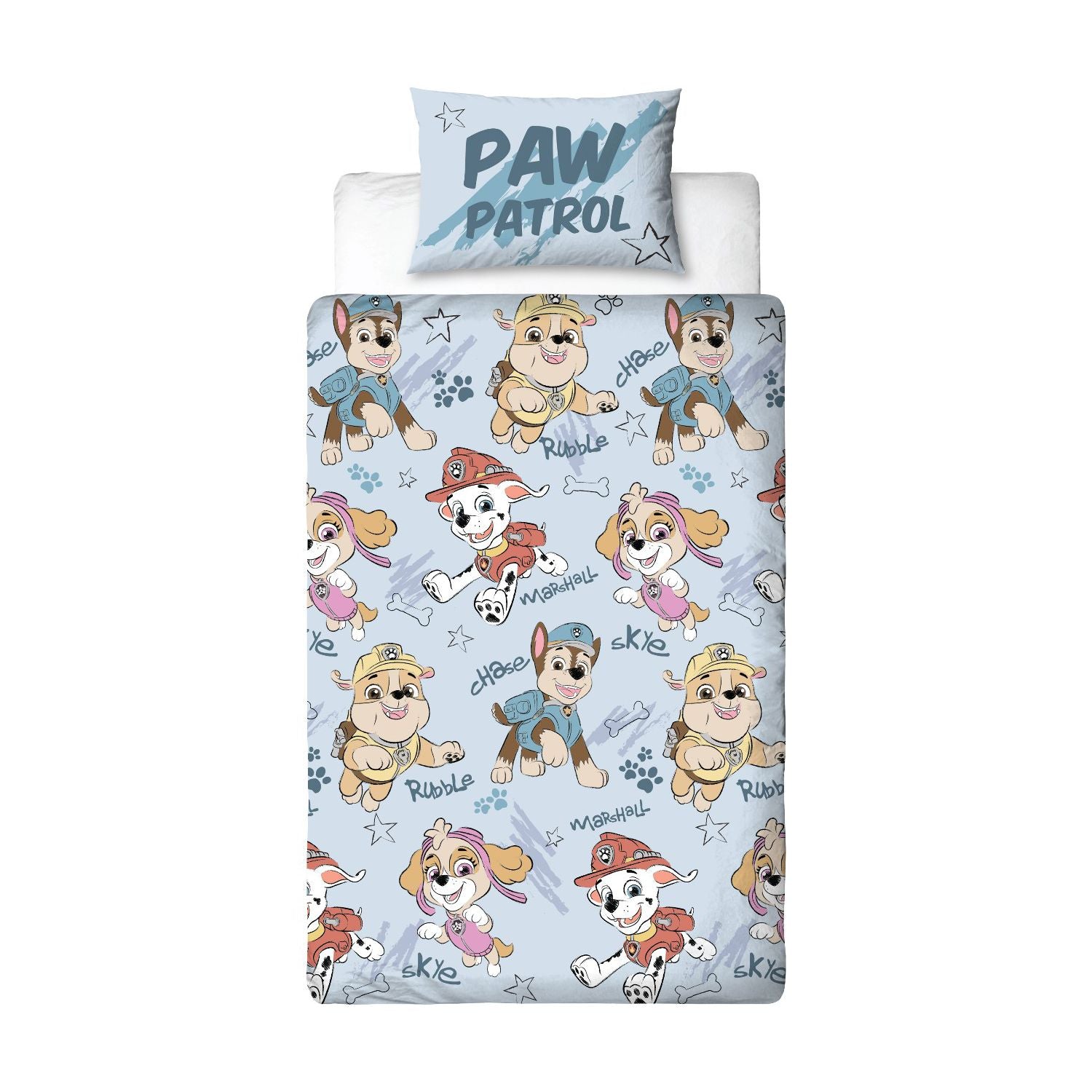 Paw Patrol single duvet set with reversible sketched design, imported from the UK