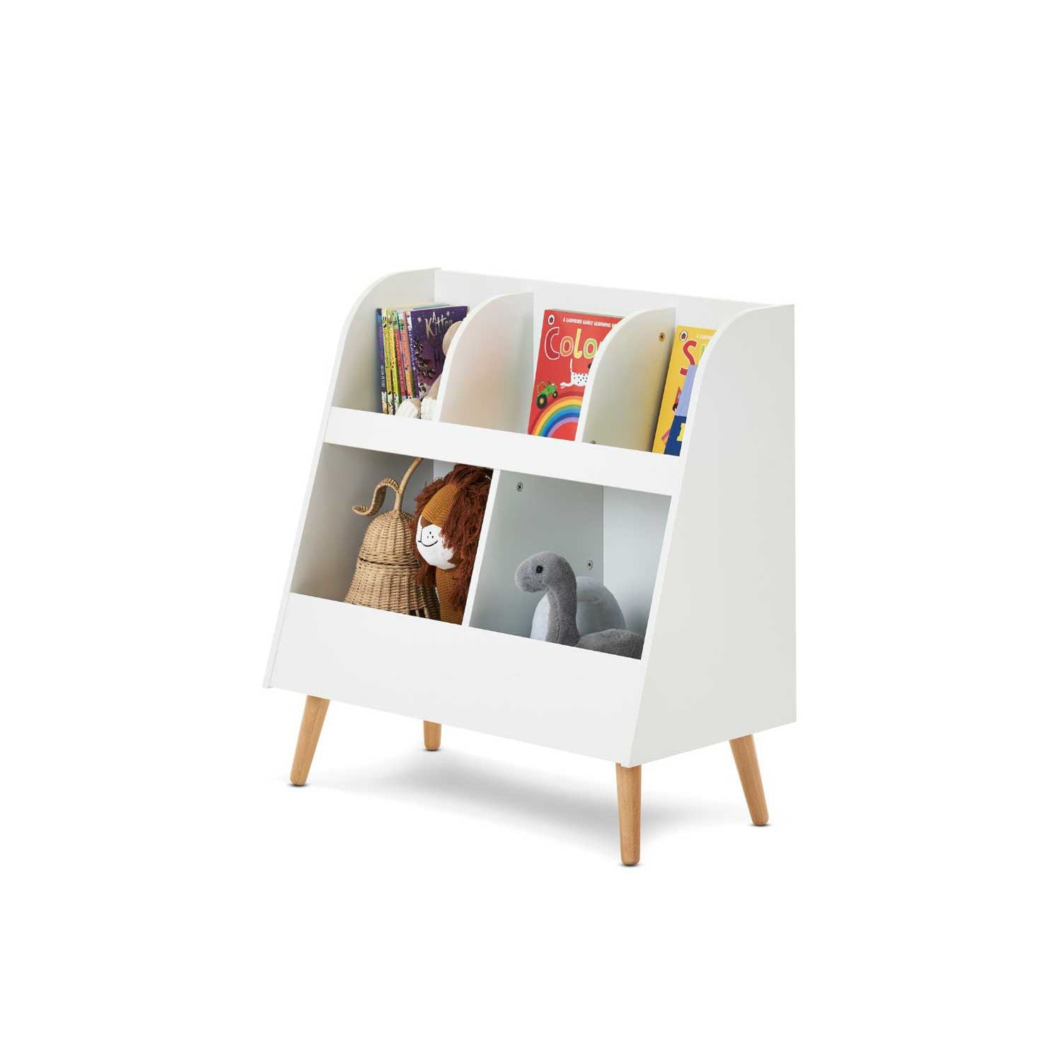 Obaby Maya toy storage in white and natural, imported from the UK