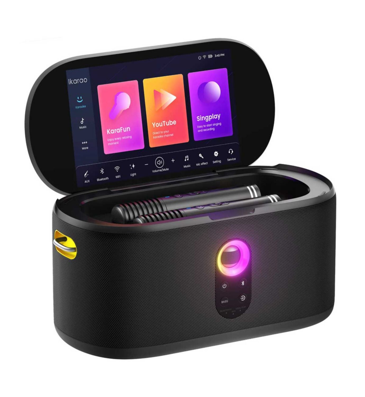 Ikarao Shell S1 smart multimedia speaker with touchscreen and microphones, imported from the UK