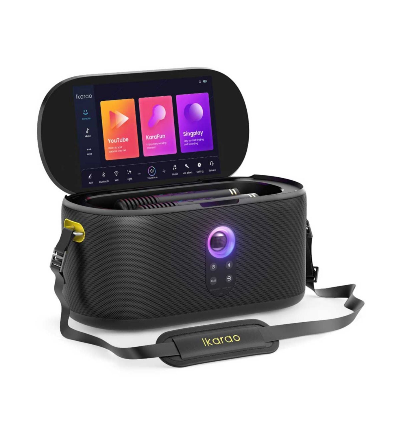 Ikarao Shell S1 smart multimedia speaker with touchscreen and microphones, imported from the UK