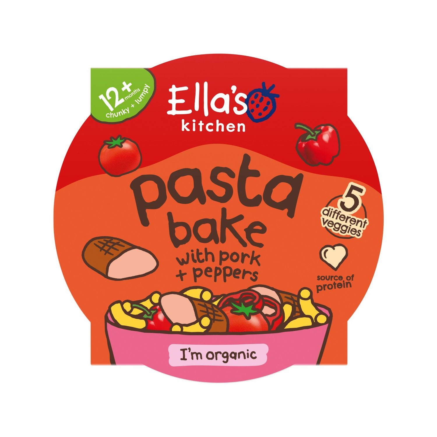 Ella's Kitchen organic pork and pepper pasta bake tray 200g (British brand)