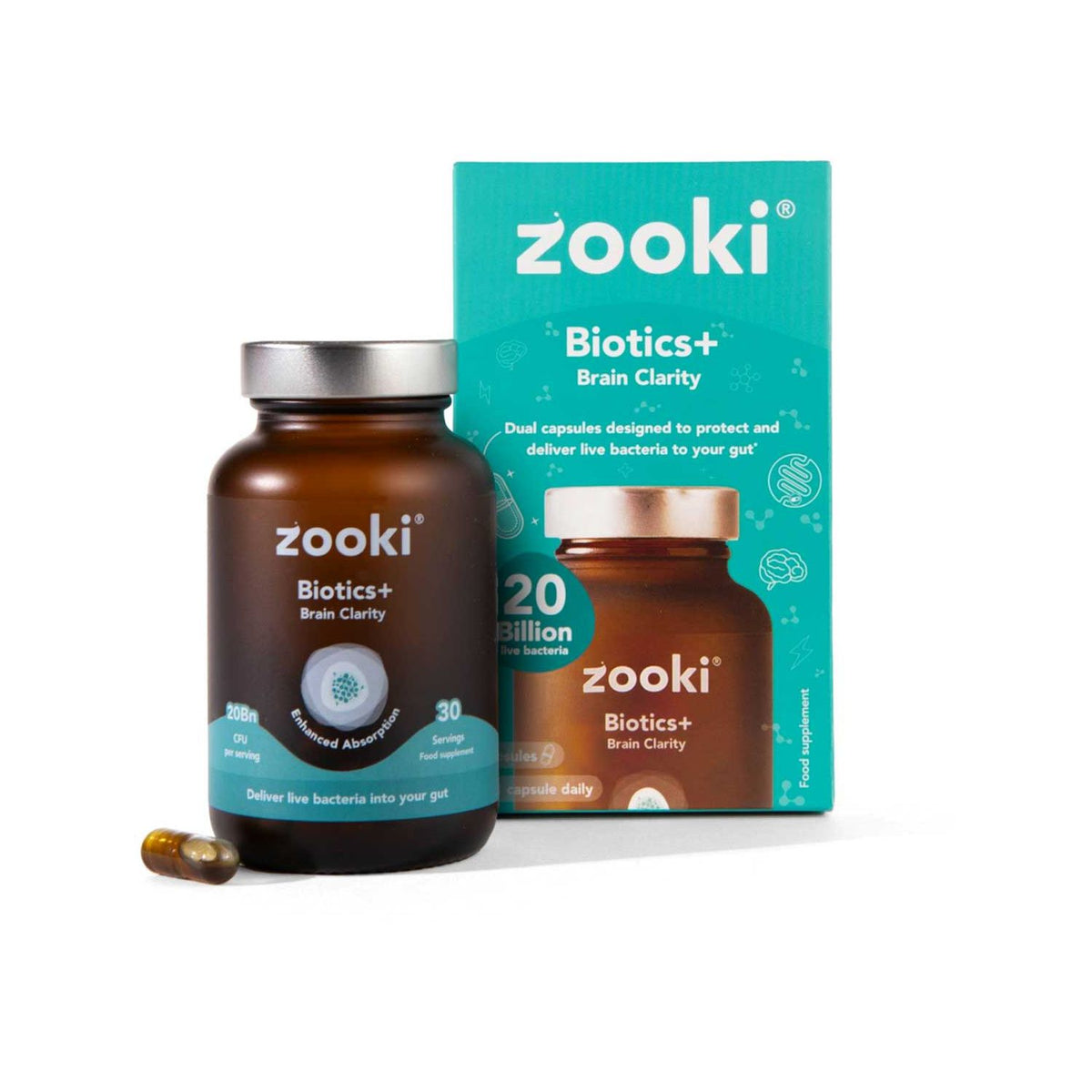 Zooki Biotics+ probiotic supplement capsules 30, UK version
