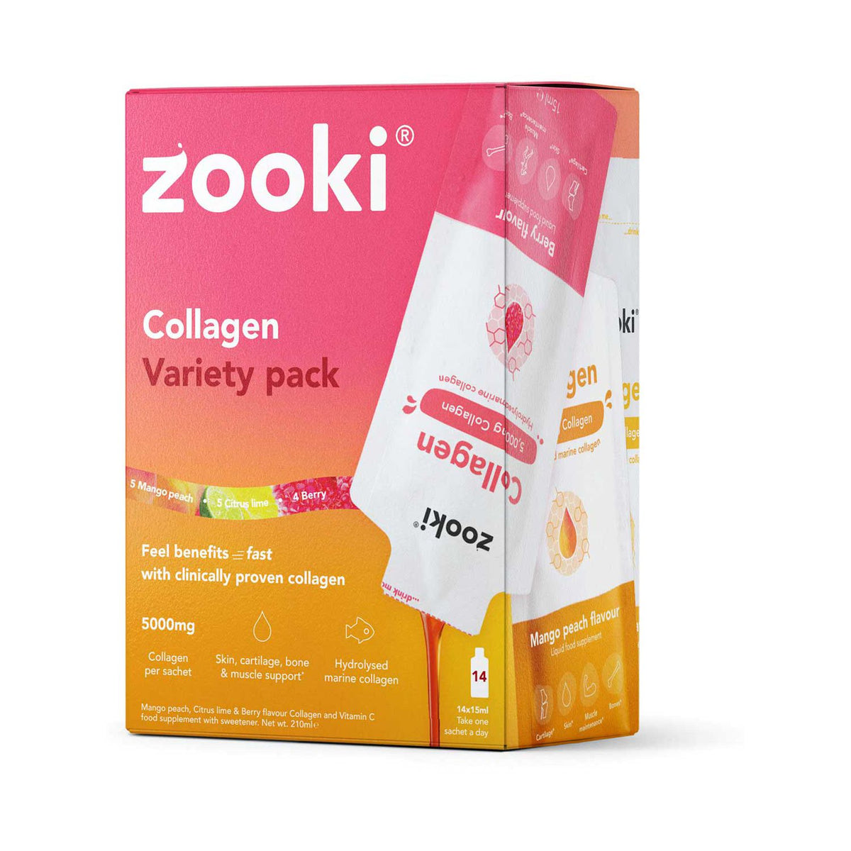 Zooki Marine Collagen variety pack 14x15ml sachets - British product