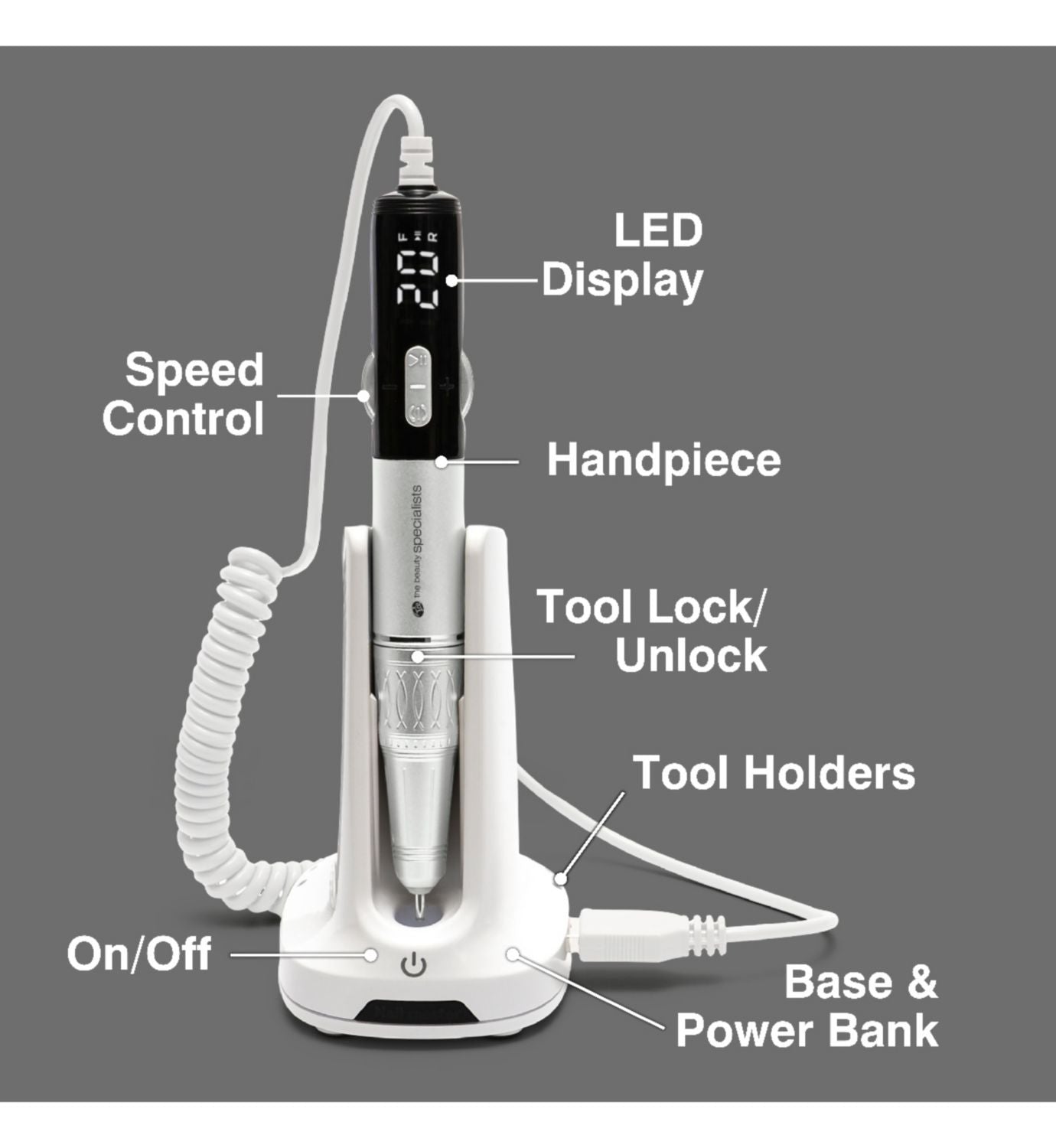 Rio Salon Pro nail drill with ceramic and tungsten bits, imported from the UK