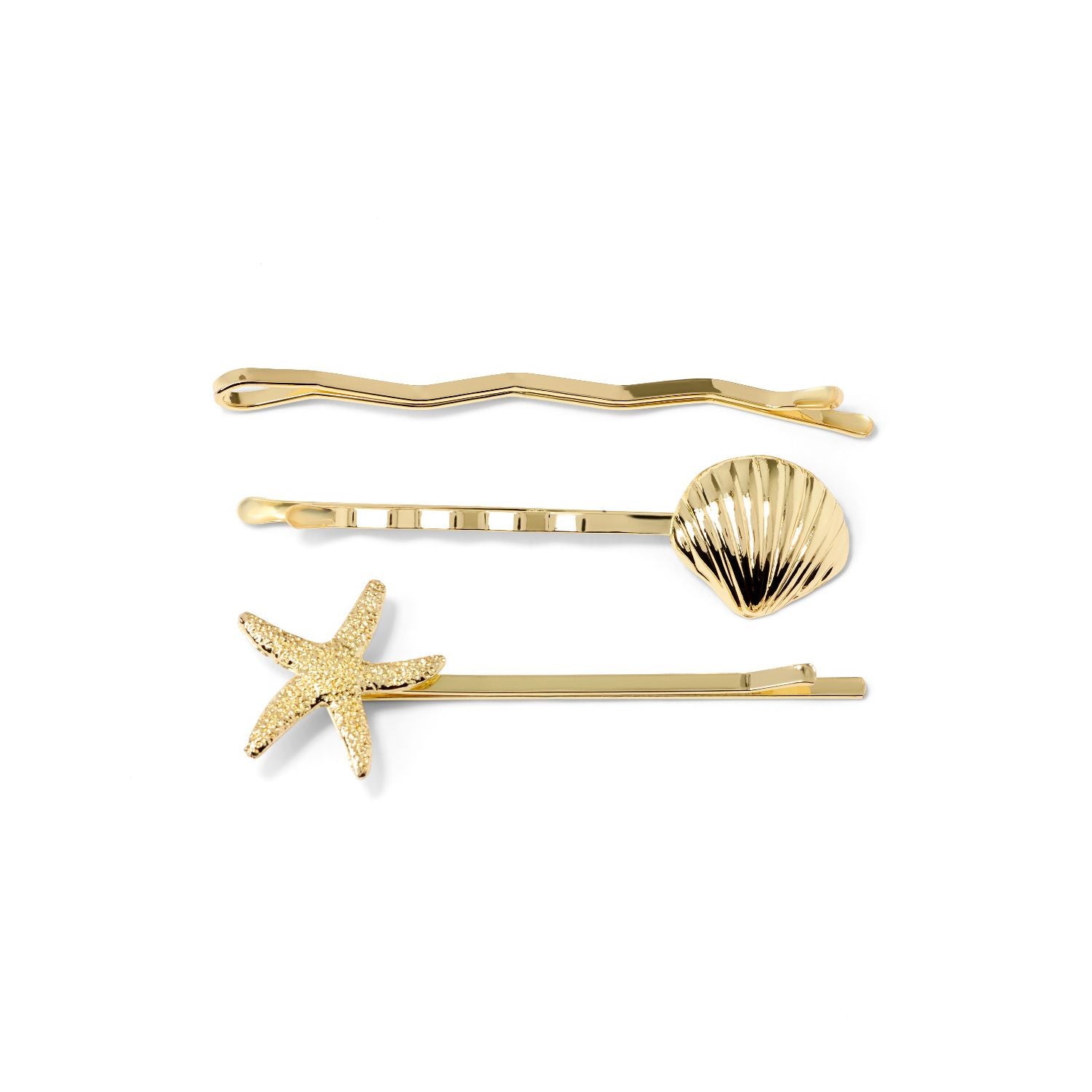 Boots gold shell star fish slide grips pack of 3, UK version