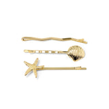 Boots gold shell star fish slide grips pack of 3, UK version