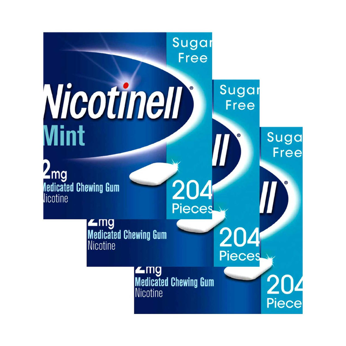 Nicotinell nicotine gum 2mg mint 204 pieces x3, imported from the UK