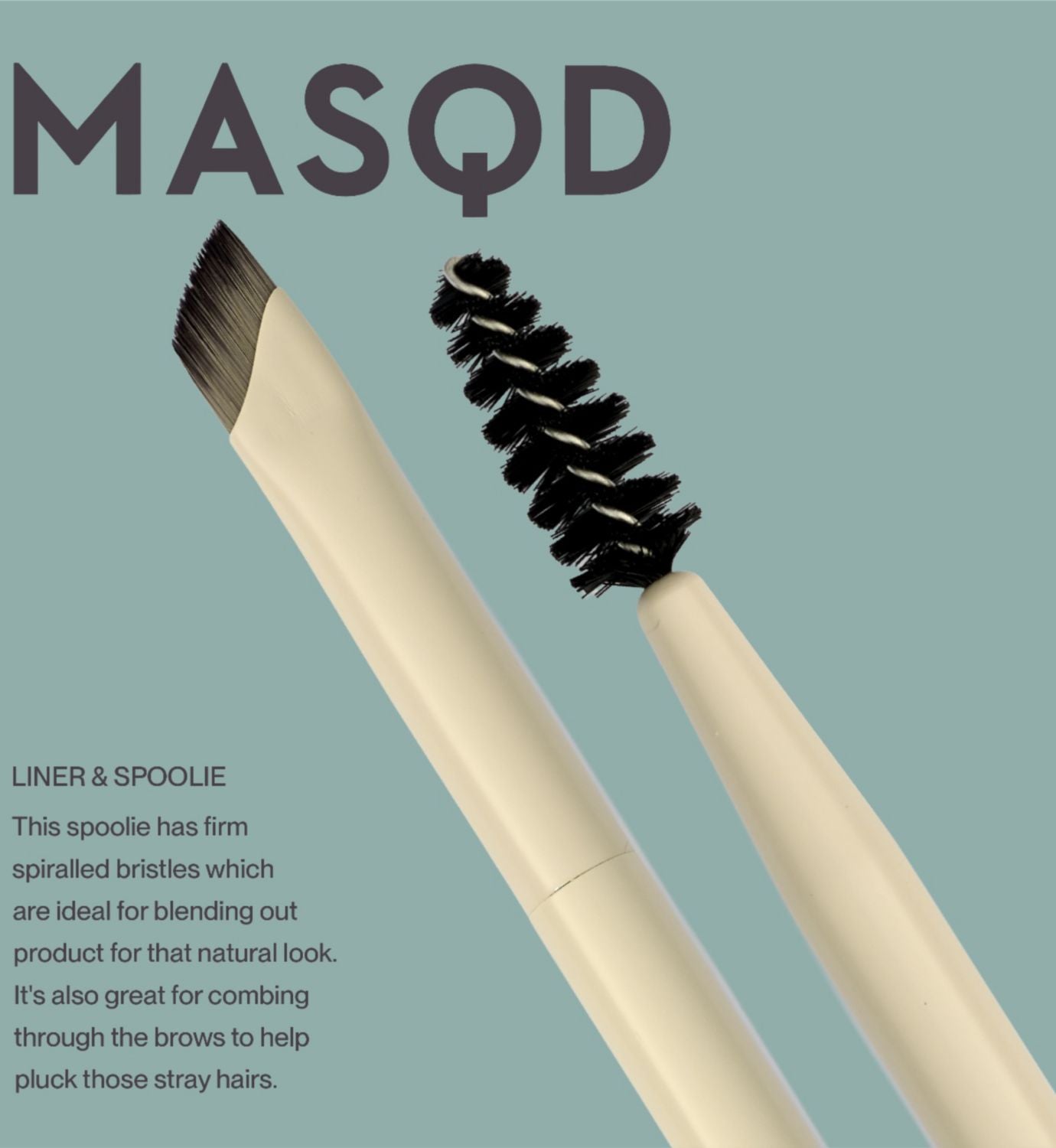 MASQD Liner & Spoolie brow brush set, imported from the UK
