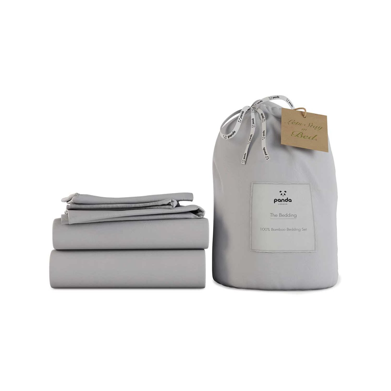 Panda bamboo bedding set quiet grey double (British brand)