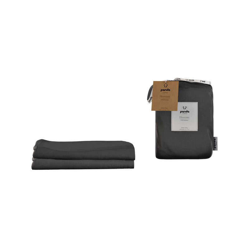 Panda 100% Bamboo Pillowcases Urban Grey pair, imported from the UK