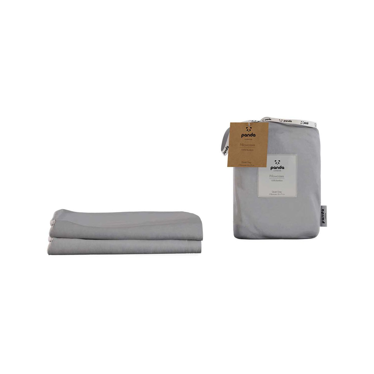 Panda bamboo pillowcases in Quiet Grey pair - British product
