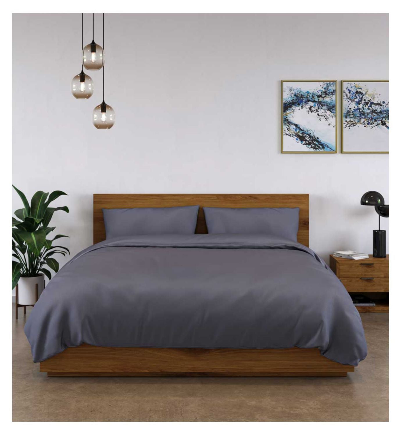 Panda bamboo duvet cover Urban Grey single (British brand)