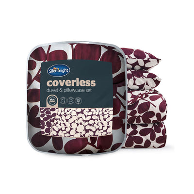 Boots Silentnight Leaf Print 10.5 Tog Coverless Duvet and Pillowcase Set Berry Super King- Buy online at McGrocer