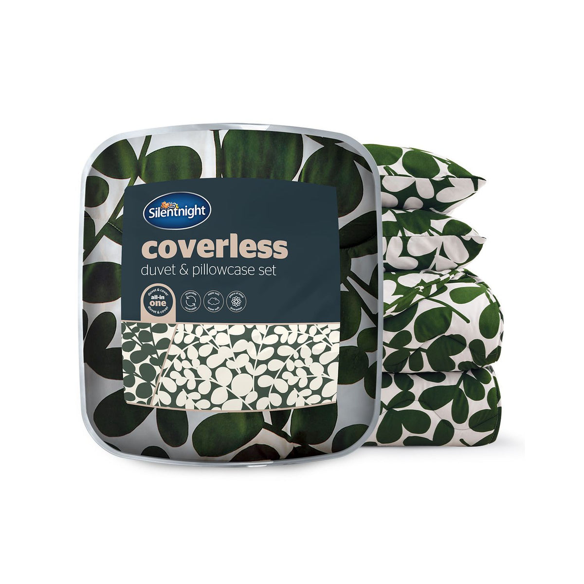 Silentnight coverless duvet set leaf print double - British product