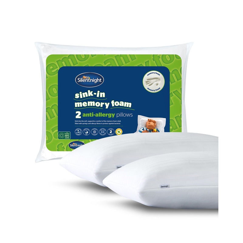 Silentnight memory foam shell pillow pair, imported from the UK