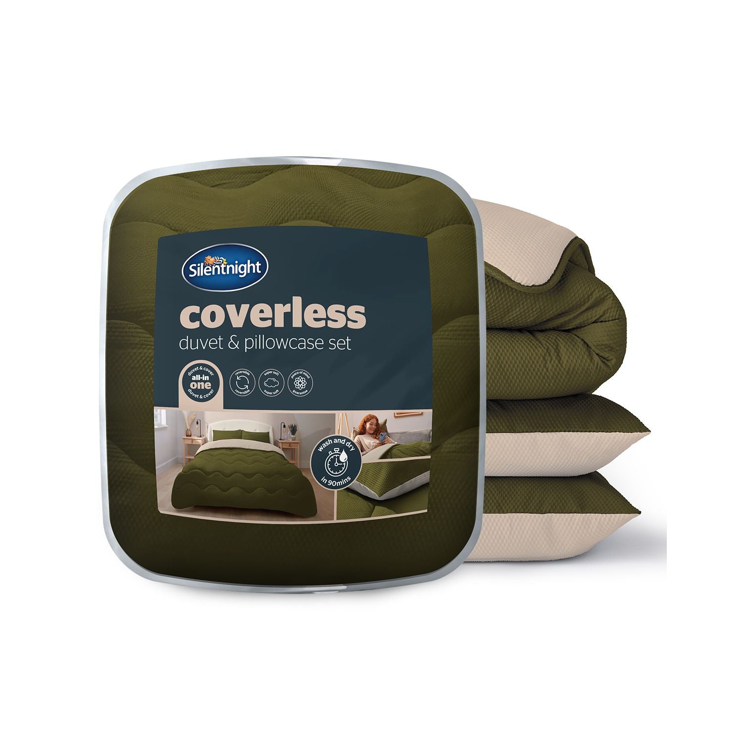 Silentnight coverless duvet set 10.5 tog olive natural, imported from the UK