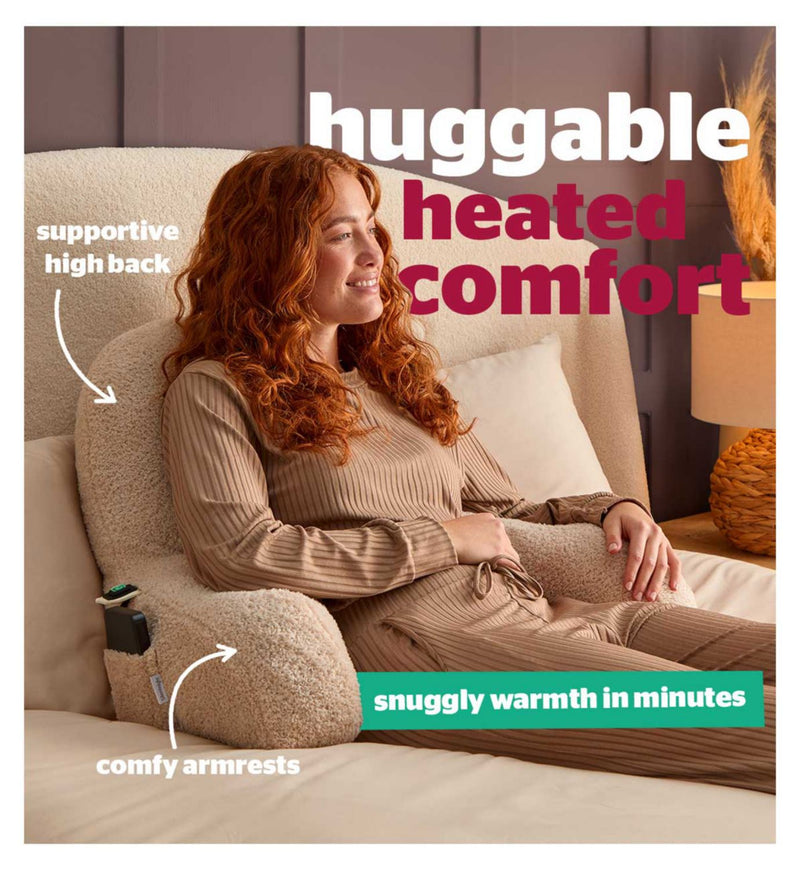 Silentnight USB heated cuddle cushion Natural teddy boucle (British brand)