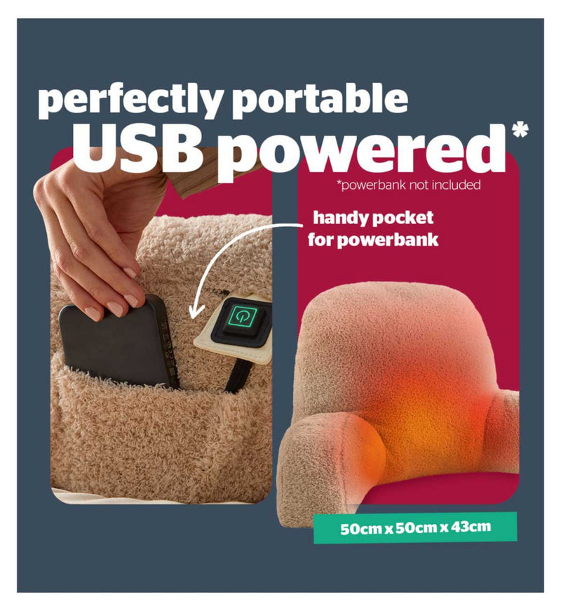 Silentnight USB heated cuddle cushion Natural teddy boucle (British brand)